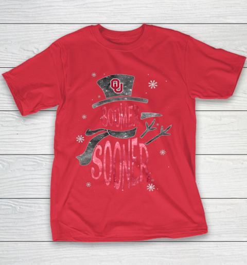 Oklahoma Sooners Christmas Snowman Youth T-Shirt 7