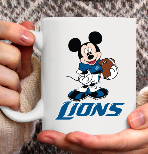 NFL Football Detroit Lions Cheerful Mickey Mouse Shirt Ceramic Mug 11oz 2