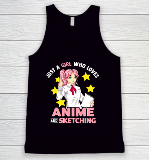 Just A Girl Who Loves Anime and Sketching Girls Anime Merch Tank Top