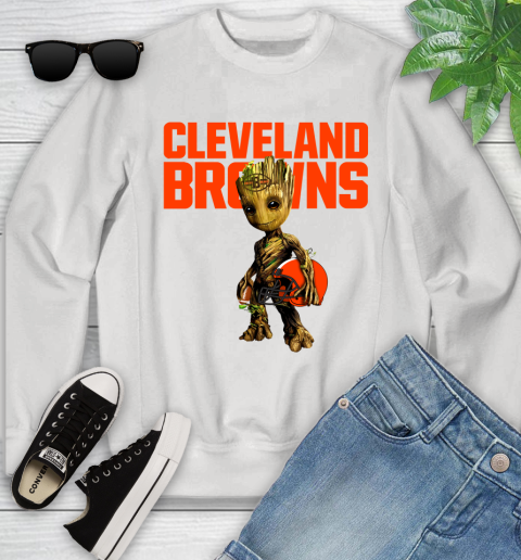 Cleveland Browns NFL Football Groot Marvel Guardians Of The Galaxy Youth Sweatshirt