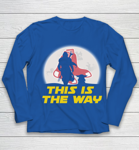 Boston Red Sox MLB Baseball Star Wars Yoda And Mandalorian This Is The Way Youth Long Sleeve 7