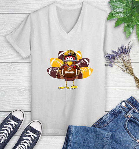 Washington Redskins Turkey Thanksgiving Day Women's V-Neck T-Shirt