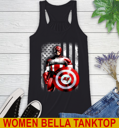 Tampa Bay Buccaneers NFL Football Captain America Marvel Avengers American Flag Shirt Racerback Tank