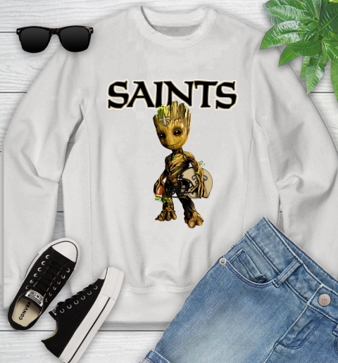 New Orleans Saints NFL Football Groot Marvel Guardians Of The Galaxy Youth Sweatshirt