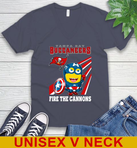 NFL Football Tampa Bay Buccaneers Captain America Marvel Avengers Minion Shirt V-Neck T-Shirt 7