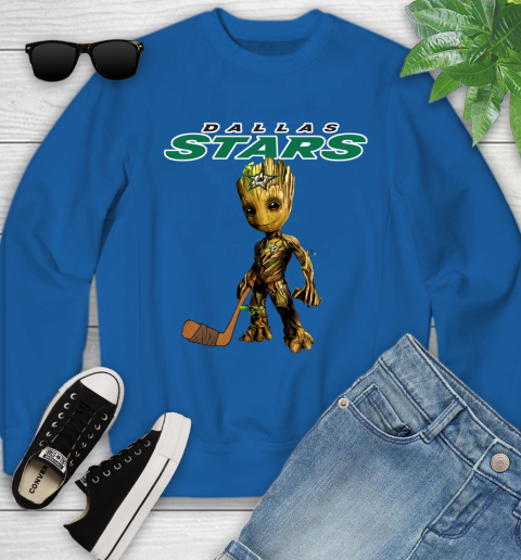 Dallas Stars NHL Hockey Groot Marvel Guardians Of The Galaxy Youth Sweatshirt 8