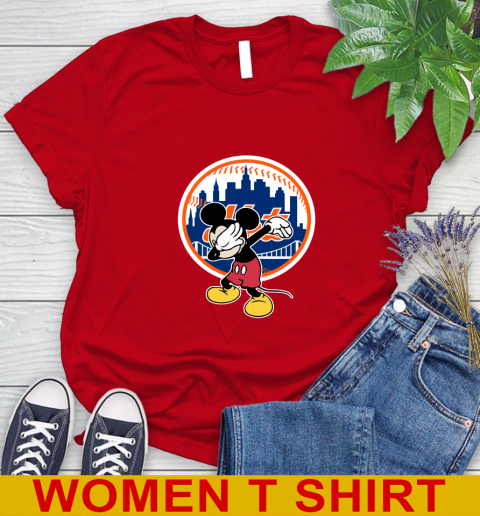 New York Mets MLB Baseball Dabbing Mickey Disney Sports Women's T-Shirt 10