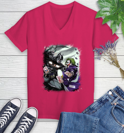 Philadelphia Flyers NHL Hockey Batman Fighting Joker DC Comics Women's V-Neck T-Shirt 9