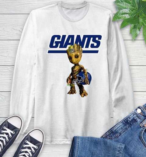 New York Giants NFL Football Groot Marvel Guardians Of The Galaxy Long Sleeve T-Shirt