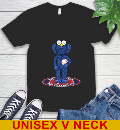 MLB Baseball St.Louis Cardinals Kaws Bff Blue Figure Shirt V-Neck T-Shirt 3 MLB Baseball St.Louis Cardinals Kaws Bff Blue Figure Shirt V-Neck T-Shirt - Image 3