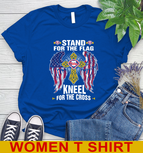 MLB Baseball Philadelphia Phillies Stand For Flag Kneel For The Cross Shirt Women's T-Shirt 10