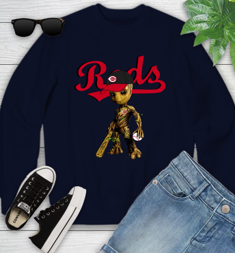 MLB Cincinnati Reds Groot Guardians Of The Galaxy Baseball Youth Sweatshirt 3