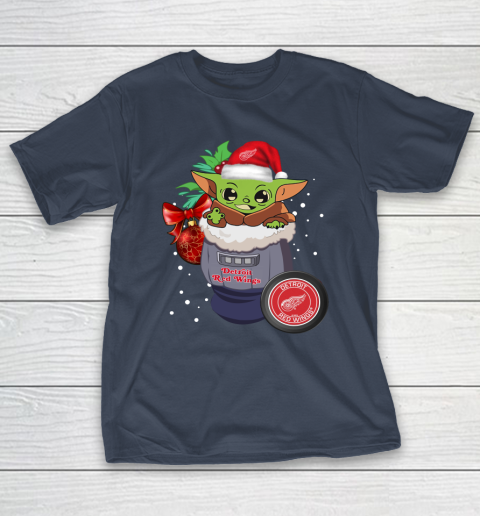 Detroit Red Wings Christmas Baby Yoda Star Wars Funny Happy NHL T