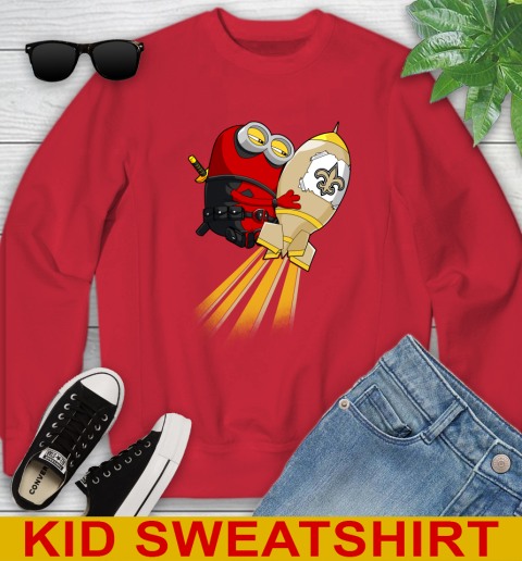 NFL Football New Orleans Saints Deadpool Minion Marvel Shirt Youth Sweatshirt 7