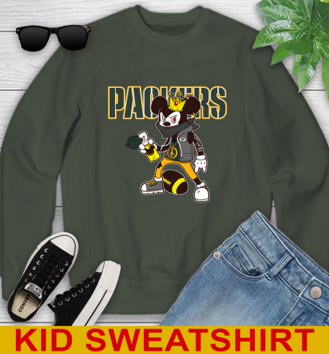 Green Bay Packers NFL Football Mickey Peace Sign Sports Youth Sweatshirt 9