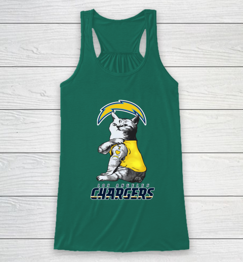 NFL Football My Cat Loves Los Angeles Chargers Racerback Tank 5