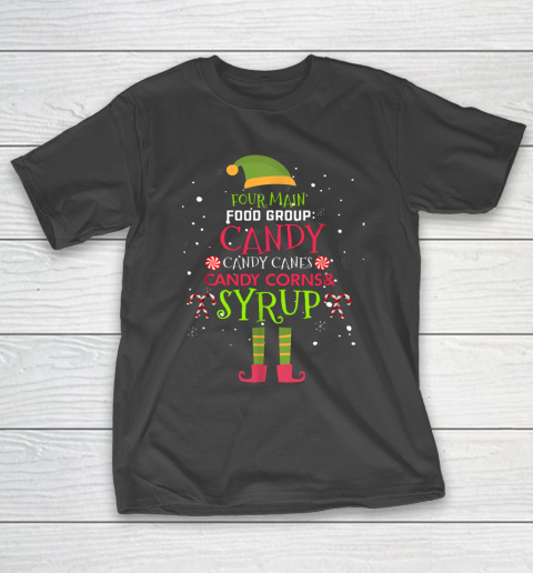 Four Main Food Groups Elf Buddy Christmas Pajama T-Shirt