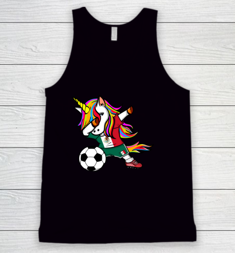 Funny Dabbing Unicorn Mexico Football Mexican Flag Soccer Tank Top