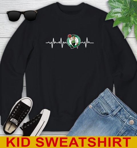 Boston Celtics NBA Basketball Heart Beat Shirt Youth Sweatshirt Tee For Sports