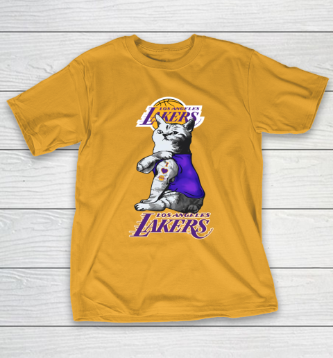 NBA Basketball My Cat Loves Los Angeles Lakers T-Shirt 2