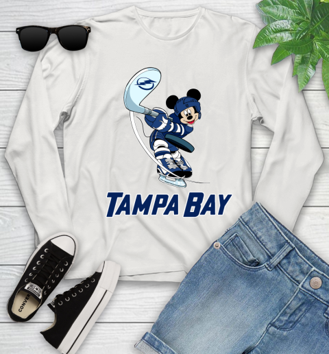 NHL Hockey Tampa Bay Lightning Cheerful Mickey Mouse Shirt Youth Long Sleeve 12
