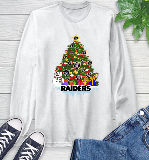 Oakland Raiders Merry Christmas NFL Football Sports Long Sleeve T-Shirt