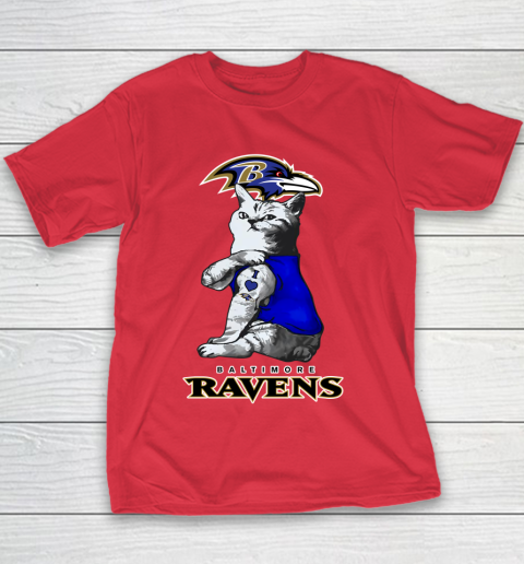 NFL Football My Cat Loves Baltimore Ravens Youth T-Shirt 7