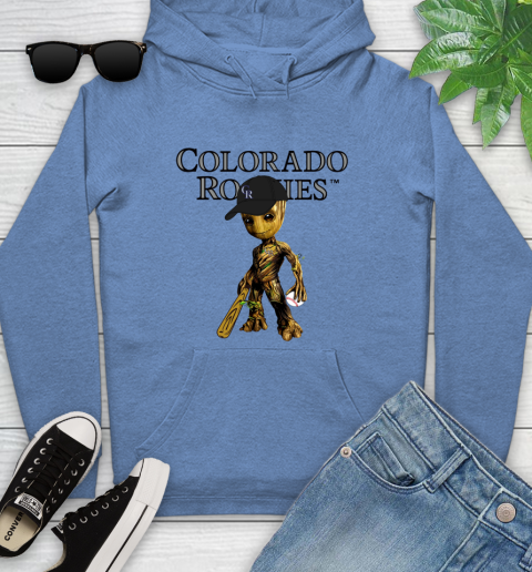 MLB Colorado Rockies Groot Guardians Of The Galaxy Baseball Youth Hoodie 12