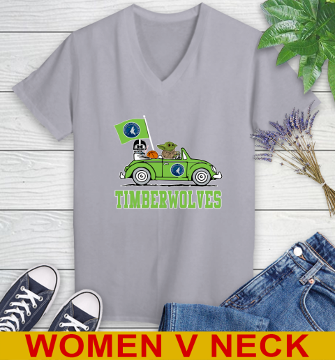 NBA Basketball Minnesota Timberwolves Darth Vader Baby Yoda Driving Star Wars Shirt Women's V-Neck T-Shirt 5