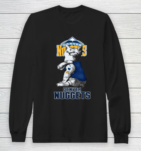 NBA Basketball My Cat Loves Denver Nuggets Long Sleeve T-Shirt