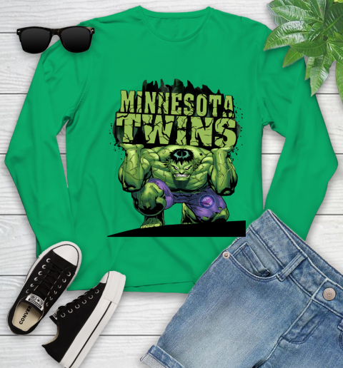 Minnesota Twins MLB Baseball Incredible Hulk Marvel Avengers Sports Youth Long Sleeve 6