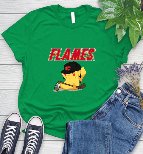 NHL Pikachu Hockey Sports Calgary Flames Women's T-Shirt 6