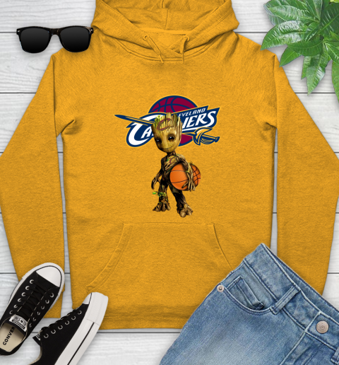 Cleveland Cavaliers NBA Basketball Groot Marvel Guardians Of The Galaxy Youth Hoodie 3