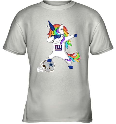 Football Dabbing Unicorn Steps On Helmet New York Giants Youth T-Shirt
