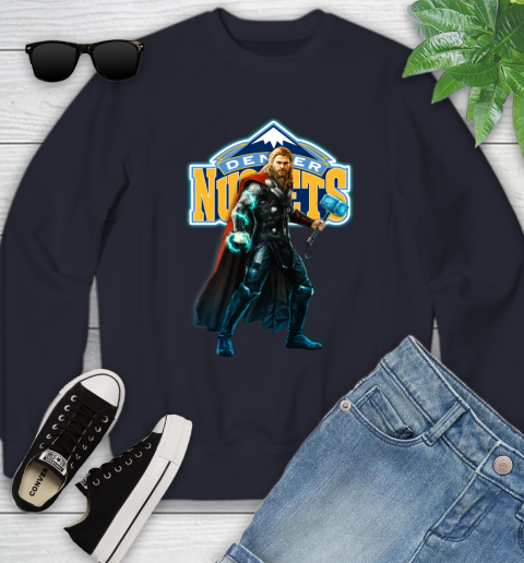 NBA Thor Avengers Endgame Basketball Denver Nuggets Youth Sweatshirt 3