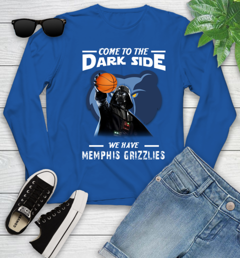 NBA Come To The Dark Side We Have Memphis Grizzlies Star Wars Darth Vader Basketball Youth Long Sleeve 10