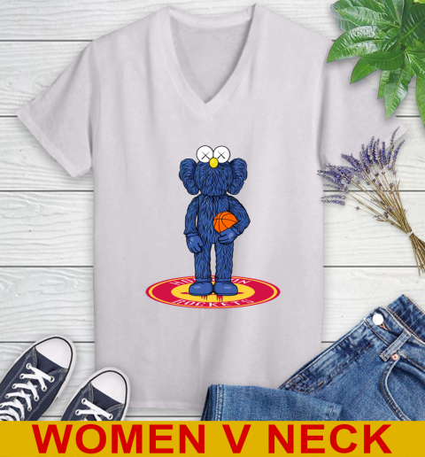 NBA Basketball Houston Rockets Kaws Bff Blue Figure Shirt Women's V-Neck T-Shirt