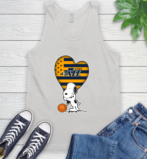 Utah Jazz NBA Basketball The Peanuts Movie Adorable Snoopy Tank Top