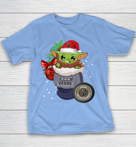 Vegas Golden Knights Christmas Baby Yoda Star Wars Funny Happy NHL Youth T-Shirt 10
