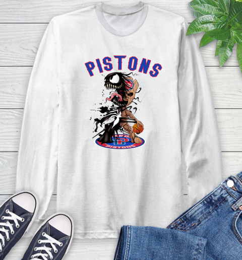 NBA Detroit Pistons Basketball Venom Groot Guardians Of The Galaxy Long Sleeve T-Shirt