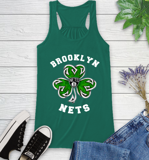 NBA Brooklyn Nets Three Leaf Clover St Patrick's Day Basketball Sports Racerback Tank 6