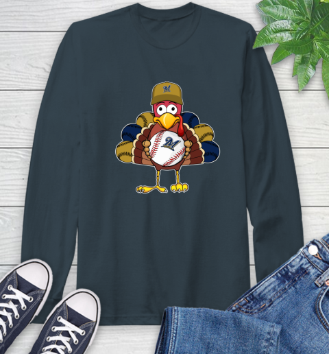 Milwaukee Brewers Turkey thanksgiving Long Sleeve T-Shirt 8