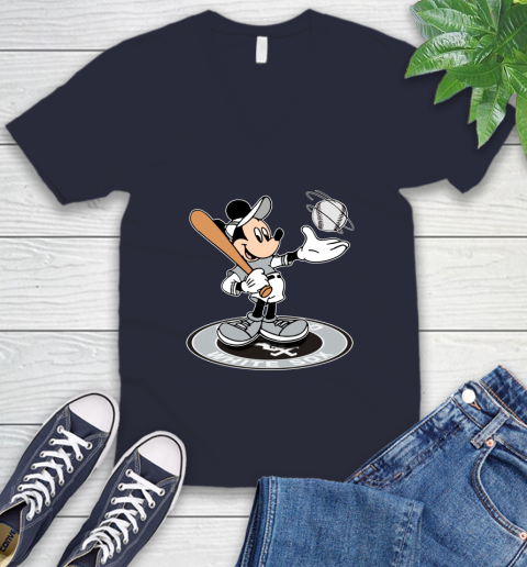 MLB Baseball Chicago White Sox Cheerful Mickey Disney Shirt V-Neck T-Shirt 3