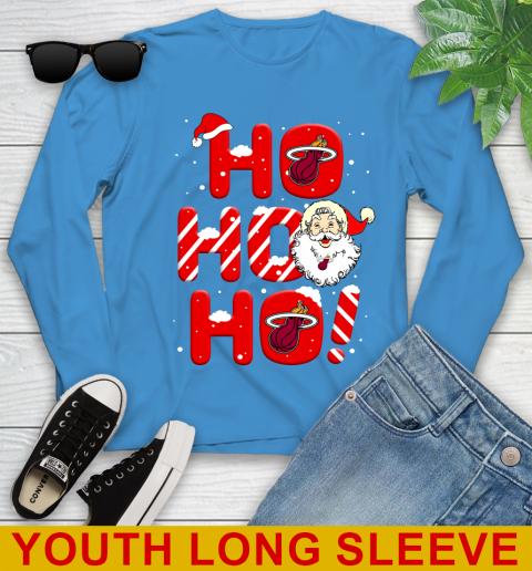 Miami Heat NBA Basketball Ho Ho Ho Santa Claus Merry Christmas Shirt Youth Long Sleeve 8