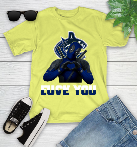 NHL Vancouver Canucks Deadpool Love You Fuck You Hockey Sports Youth T-Shirt 10