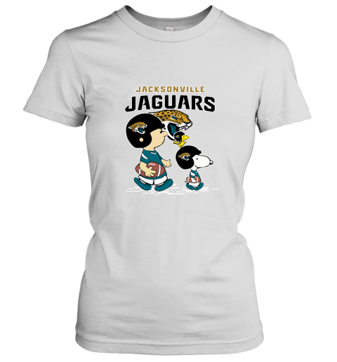 Jacksonville Jaguars Let's Play Football Together Snoopy NFL Women's T-Shirt