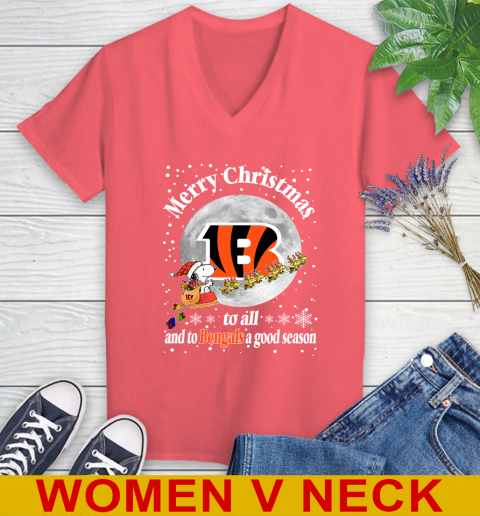 Cincinnati Bengals Merry Christmas To All And To Bengals A Good Season NFL Football Sports Women's V-Neck T-Shirt 6