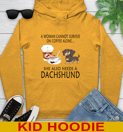 Women cannot survive on coffee alone she also need a DACHSHUND tshirt 113