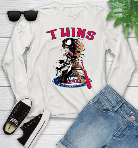 MLB Minnesota Twins Baseball Venom Groot Guardians Of The Galaxy Youth Long Sleeve 12