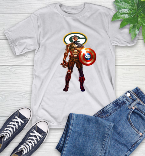 NFL Captain America Marvel Avengers Endgame Football Sports Green Bay Packers T-Shirt 12